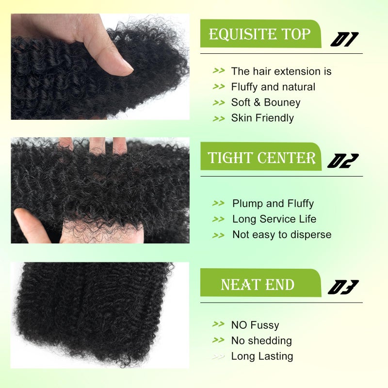 poetically 16 Inch Afro Kinkys Bulk Human Hair Kinky Curly Braiding Hair for Mini Twist 50g/Pack Natural Black 4C Dreadlock Extensions for Permanent Sister Locs/Mini Twists/Braids/Repair Can Dye and Bleach - Image 5