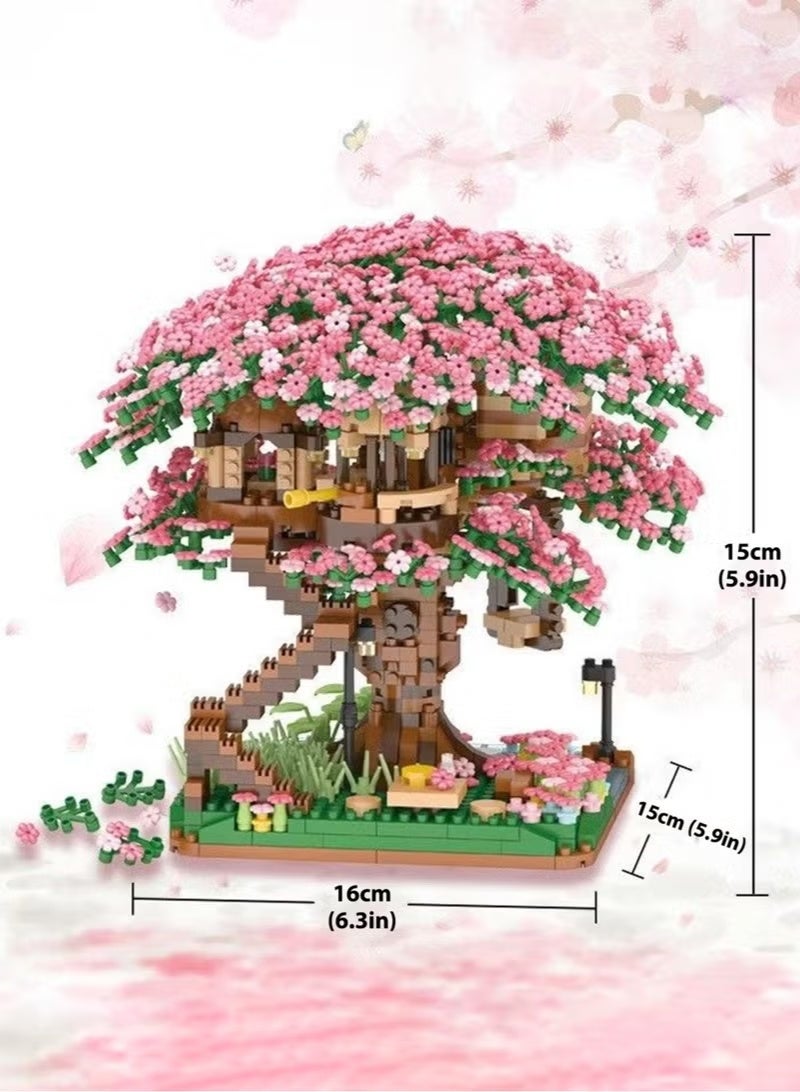 2008PCS Cherry Blossom Building Blocks Set, building blocks, construction toys, suitable for consumers of all ages, children's puzzle toys, pink themed cherry blossom tree building blocks, especially suitable as a birthday gift for girls, can be used as furniture decorations - Image 3
