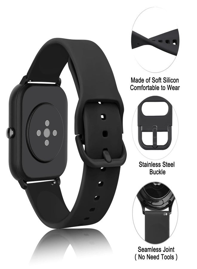 Meliya Compatible for ID208 Plus Smart Watch Bands, 22mm Silicone Bands for Fitpolo/Quican/Aeac/WMK/Tensky ID208 Plus 1.8'' Smart Watch (Black+Navy Blue+Gray) - Image 2