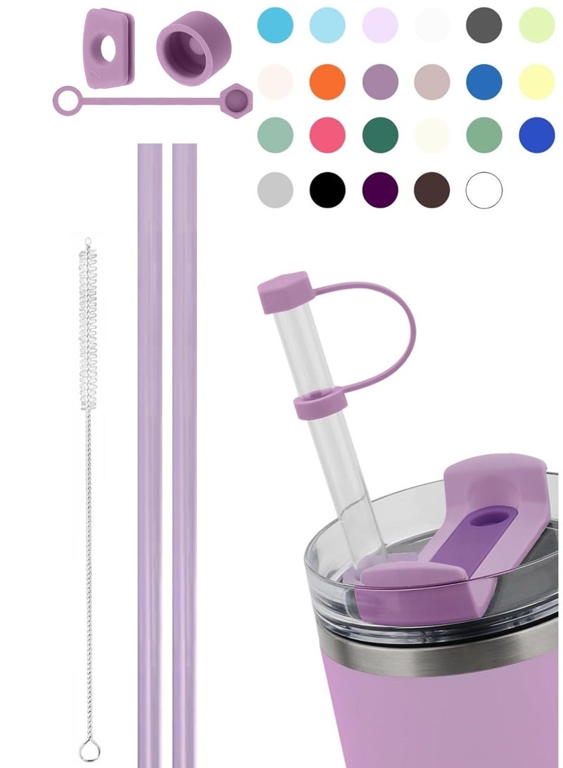STN Spill Stopper Set for Stanley Cup 30oz & 40oz 2.0 Version - Leak Proof with 2 Straws, Cleaning Brush, and Silicone Stoppers for Anti-Spill Protection - Lilac  - Image 1