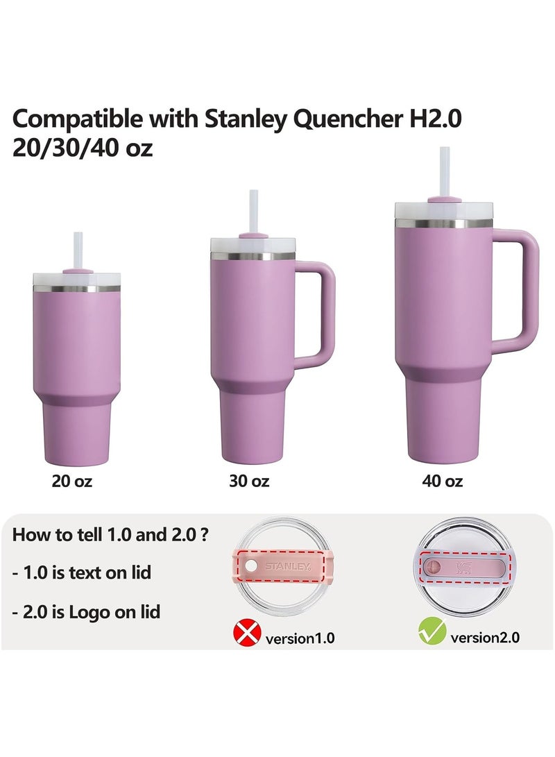 STN Spill Stopper Set for Stanley Cup 30oz & 40oz 2.0 Version - Leak Proof with 2 Straws, Cleaning Brush, and Silicone Stoppers for Anti-Spill Protection - Lilac  - Image 5