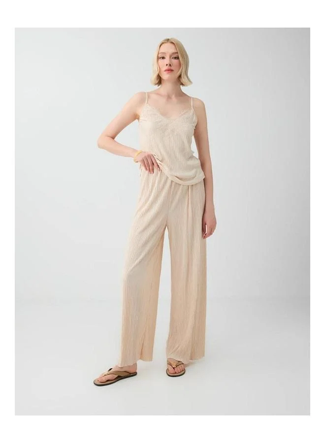 Jimmy Key Taş Wide-Leg Pleated Knit Pants.