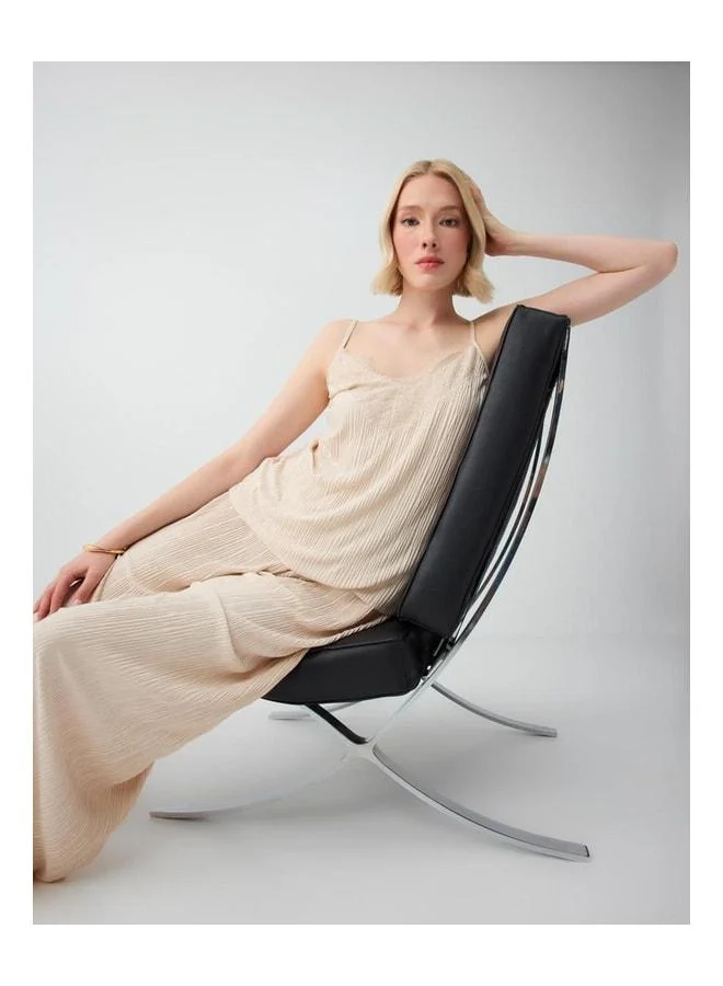 Jimmy Key Taş Wide-Leg Pleated Knit Pants.