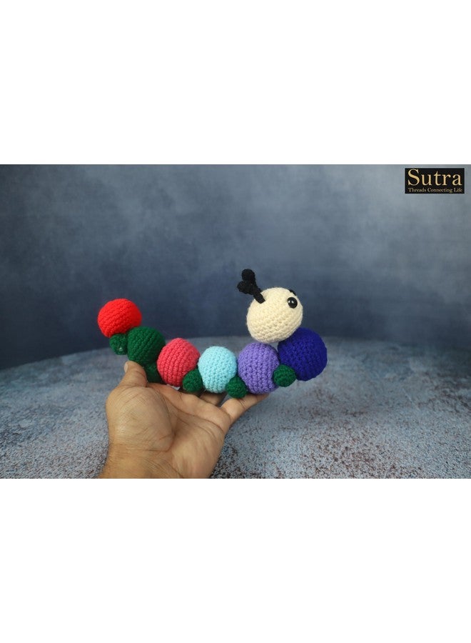 SUTRA Sutra Crochet Cute Caterpillar Toy | Amigurumi Little Caterpillar | Crochet 100% Handmade Toy | Caterpillar Jungle Safari Theme Animal Toy for Kids | Size 8X4 Inch Soft Toys for Baby Girl & boy - Image 4