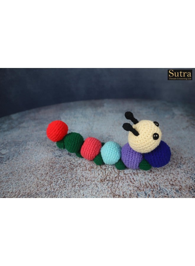 SUTRA Sutra Crochet Cute Caterpillar Toy | Amigurumi Little Caterpillar | Crochet 100% Handmade Toy | Caterpillar Jungle Safari Theme Animal Toy for Kids | Size 8X4 Inch Soft Toys for Baby Girl & boy - Image 1