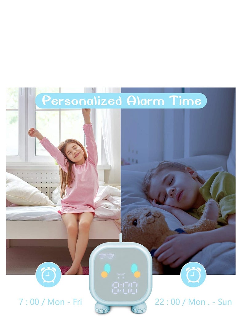 Excefore Kids Alarm Clock, Digital Alarm Clock for Kids Bedroom, Cute Dinosaur Bedside Clock Children's Sleep Trainier, Wake Up Light Night Light with USB Alarm Clock for Boys Girls Birthday Gifts (Blue)  - Image 5