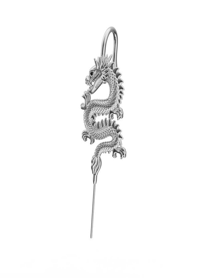 THE MEN THING DRAGON KING - Pure Titanium Steel Ear Crawler Hook Pin Cuff Earrings for Men & Boys - Image 1