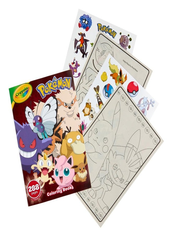 Crayola Giant Pokemon Coloring Book (288 Pages), 2 Sticker Sheets, Coloring Book for Kids & Adults, Travel Activity, Pokemon Gift for Kids, 3+ - Image 2
