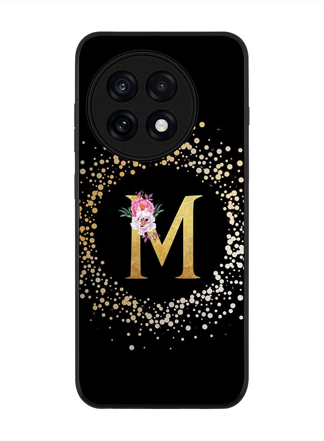 Stylizedd For OnePlus 13R / Ace 5 Pro Case,Slim fit Camera Protection, Shockproof Thin Phone cover  - Custom Monogram Floral - M ( Black )