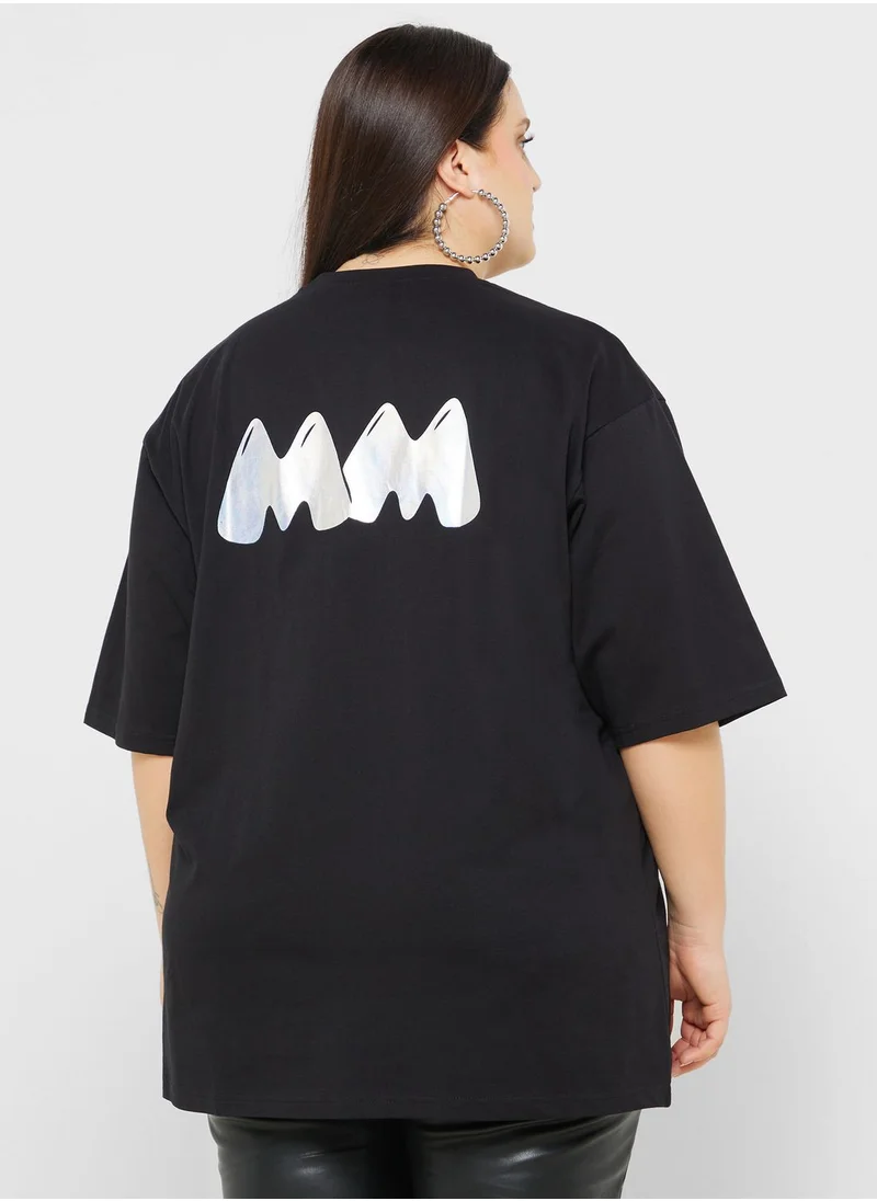 ديزني Mickey Plus Size Oversize Front & Back Foil Print T-Shirt