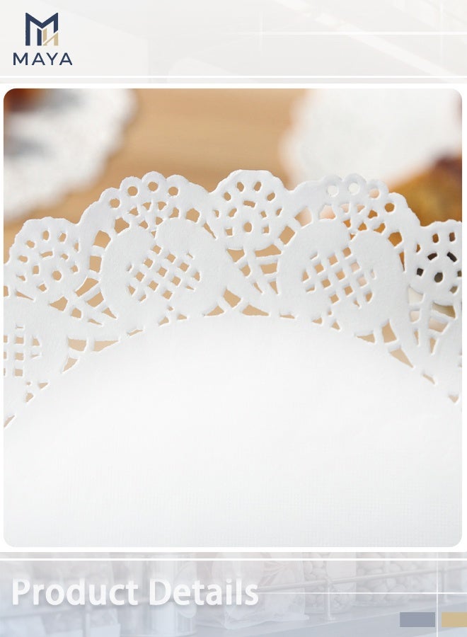 Maya 100PCS Oil-Absorbent Disposable Doilies, 9.5 Inch (24cm) Round Lace Paper Mats for Crafts, Wedding Decor, Table Setting, Cupcake Toppers & Party Favors - Image 2