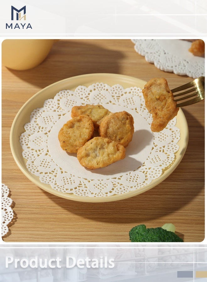 Maya 100PCS Oil-Absorbent Disposable Doilies, 9.5 Inch (24cm) Round Lace Paper Mats for Crafts, Wedding Decor, Table Setting, Cupcake Toppers & Party Favors - Image 5