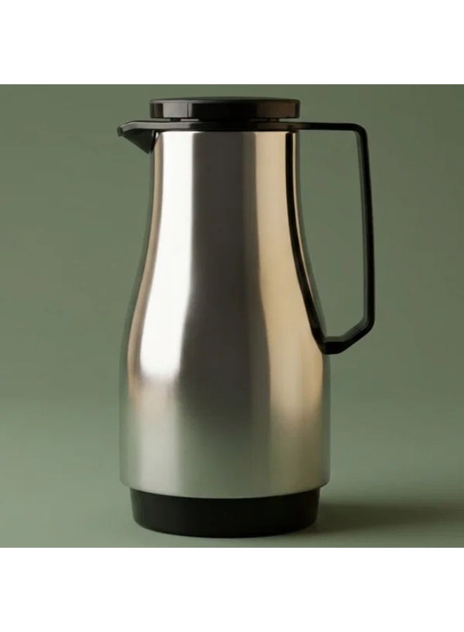 helios Thermos, 1 Liter, Glass Interior - Silver Black - Image 1