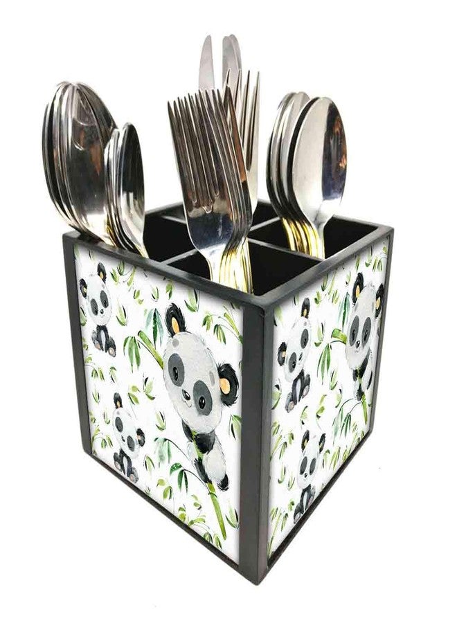Nutcase Designer Cutlery Stand Holder Silverware Caddy-Spoons Forks Knives Organizer for Dining Table & kitchen W-5.75" x H -4.25" x L-5.5"�- Cute Panda - Image 1