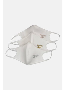 Reebok Unisex 3 Pieces Brand Logo Large Face Mask, White  - Image 1