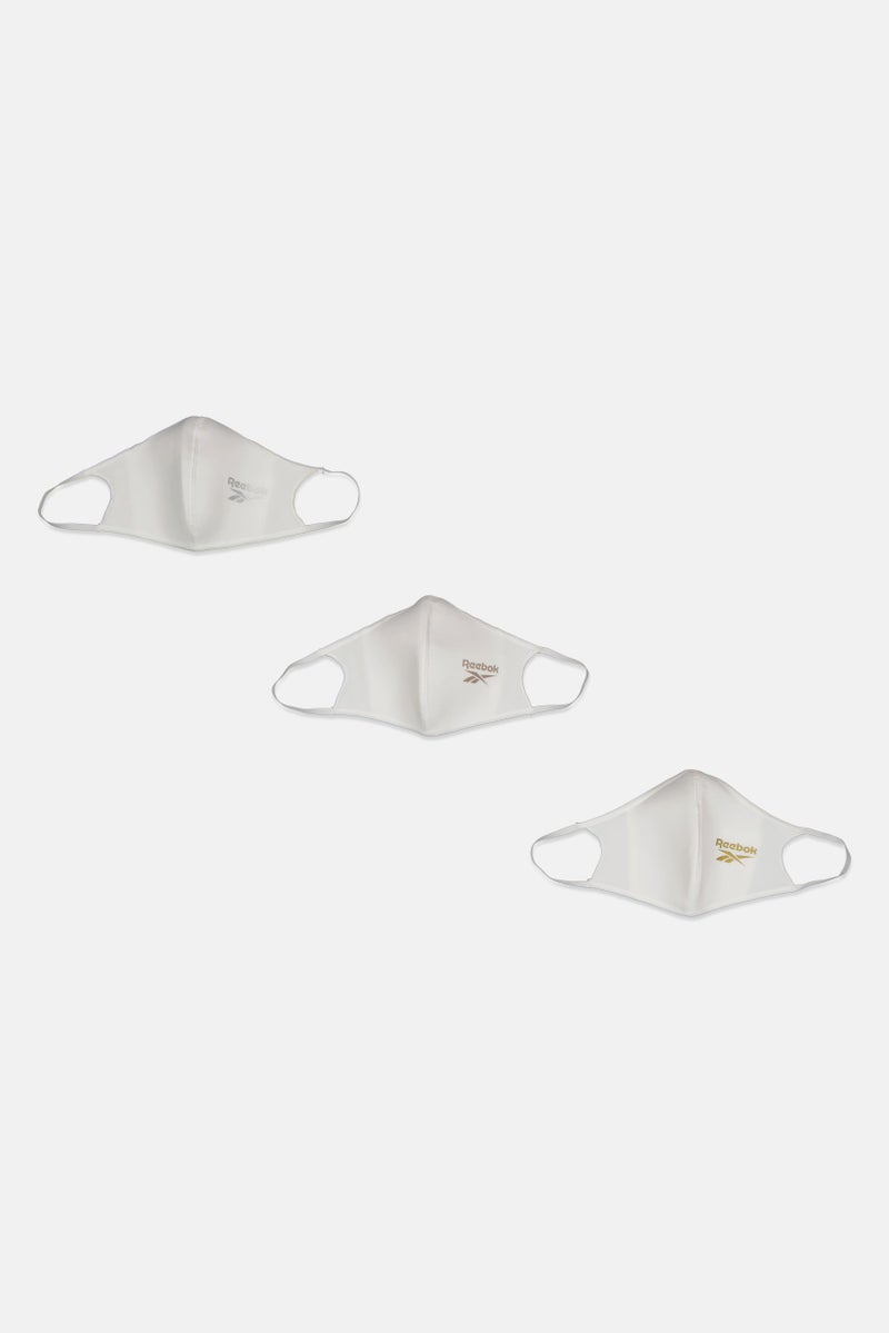 Reebok Unisex 3 Pieces Brand Logo Large Face Mask, White - Image 3