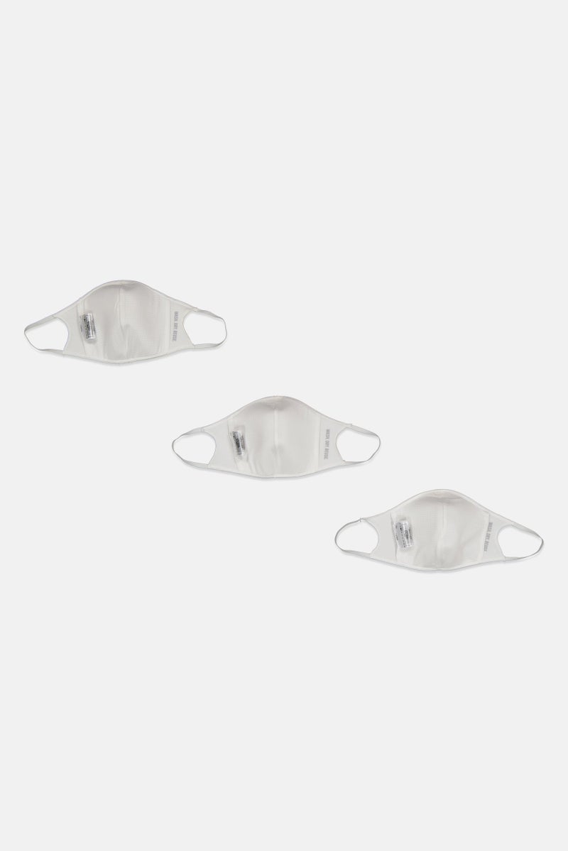 Reebok Unisex 3 Pieces Brand Logo Large Face Mask, White - Image 3