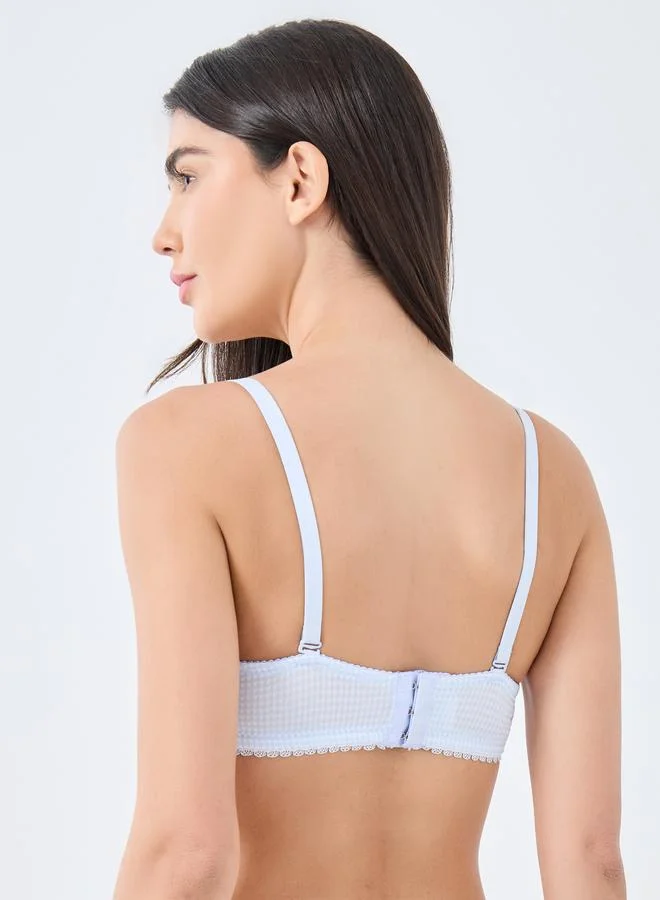Styli Styli Pack of 2 - Padded Non Wired Gingham Check Print Balconette Bra