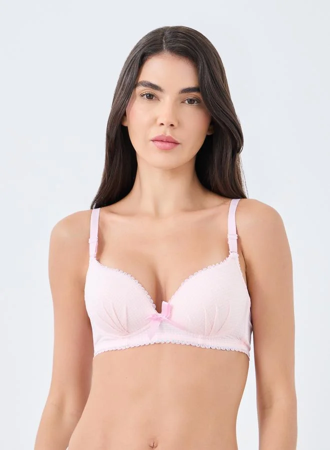 Styli Styli Pack of 2 - Padded Non Wired Gingham Check Print Balconette Bra