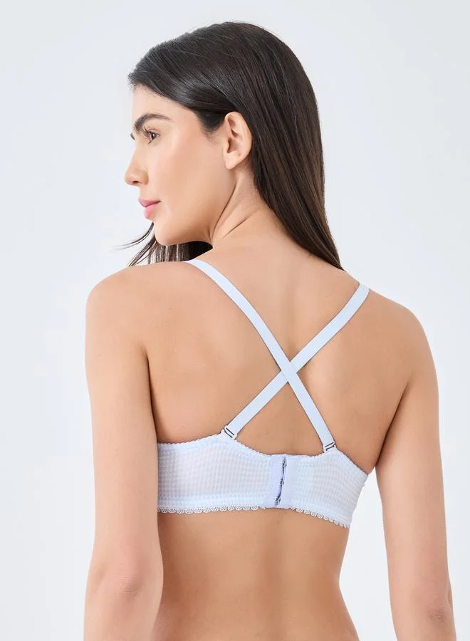 Styli Styli Pack of 2 - Padded Non Wired Gingham Check Print Balconette Bra