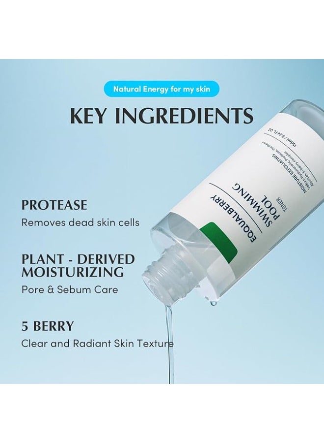 eqqualberry Swimming Pool Protease Facial Toner - 5.24 Fl. Oz / 155ml | Hydrating & Soothing Toner for Face | Pore Control & Mild Exfoliating | All Skin Types | Korean Skincare - EWG Green - Image 4