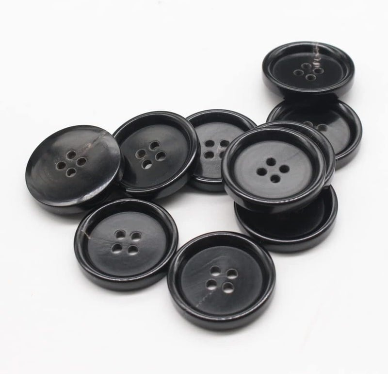 YaHoGa 10PCS 1 Inch Real Horn Buttons for Blazer Suit Coats Overcoat Winter Coat Jacket Uniform Genuine Natural Black Buffalo Horn Buttons for Men 25mm Black - Image 2