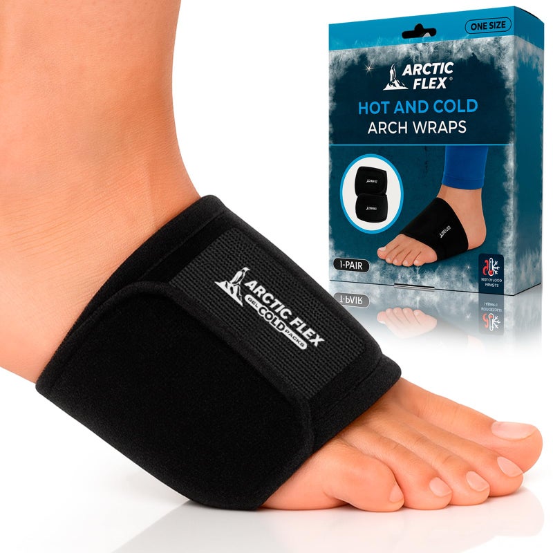 Arctic Flex Foot Ice Pack Wrap - Reusable Gel Cold Brace for Arch Pain, Plantar Fasciitis, Feet Injuries, Extensor Tendonitis, Heel Sprain - Relief for Swelling, Inflammation, Wrist, Ankle (Black) - Image 1