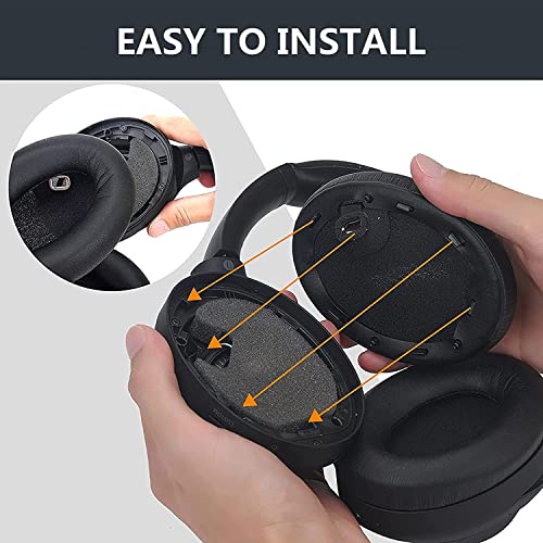 Street27® Replacement Earpads Compatible with Sony WH-1000XM4 (WH1000XM4) Headphones, Soft Protein Leather Ear Pads Cushions with Noise Isolating Memory Foam, Without Affecting Sensor (Black) - Image 4