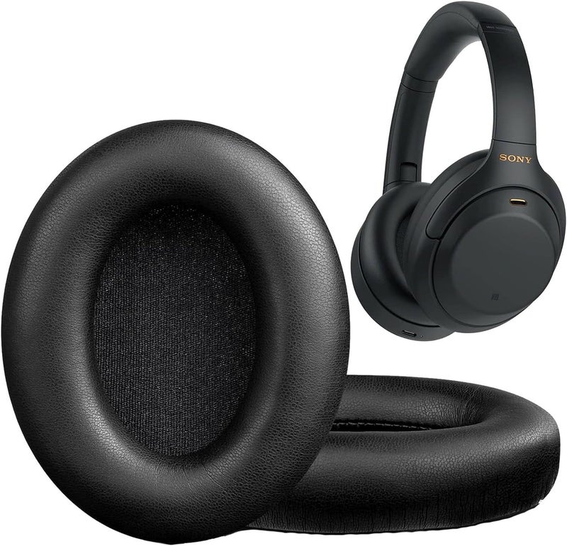 Street27® Replacement Earpads Compatible with Sony WH-1000XM4 (WH1000XM4) Headphones, Soft Protein Leather Ear Pads Cushions with Noise Isolating Memory Foam, Without Affecting Sensor (Black) - Image 2