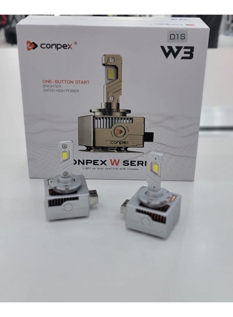 كونبيكس لمبات أمامية LED من كونبكس W3 – سلسلة عالية القدرة، ضوء أبيض 6000 كلفن، سطوع فائق 11000 لومن، عمر تشغيل 30,000 ساعة، تركيب سهل Plug & Play لترقية مصابيح السيارات والدراجات النارية (قطعتان) - Image 1