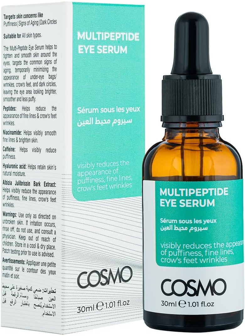 COSMO Cosmo Multi-Peptide Eye Serum 30ml For Men & Women Puffiness Signs of Aging Dark Circle Skin Care Facial Beauty Eyes Cream 