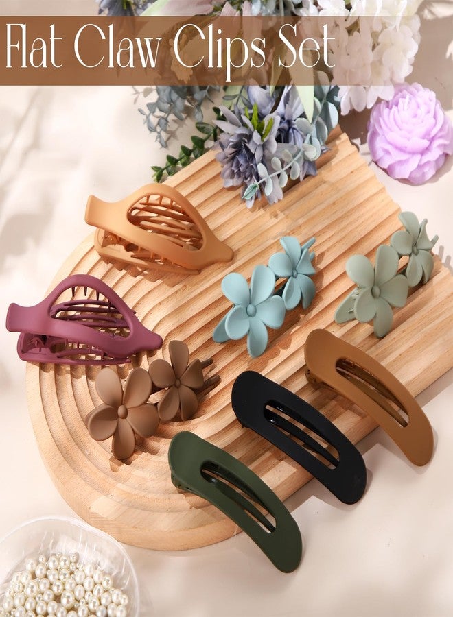 LOYIM 18 Pcs Flat Hair Clips 3 Styles French Flat Hair Clips Lay Flat Claw Clips Flower Flat Hair Clips Matte Non-slip Hair Clips Flat Claw Clip for Women Lay Down Claw Clips for Thin Hair - Image 2