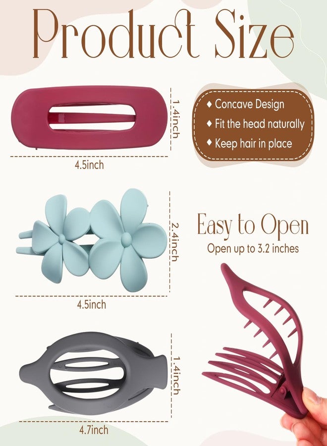 LOYIM 18 Pcs Flat Hair Clips 3 Styles French Flat Hair Clips Lay Flat Claw Clips Flower Flat Hair Clips Matte Non-slip Hair Clips Flat Claw Clip for Women Lay Down Claw Clips for Thin Hair - Image 3