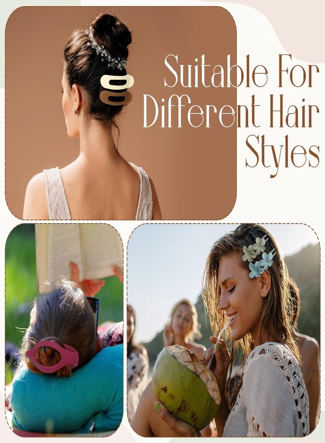 LOYIM 18 Pcs Flat Hair Clips 3 Styles French Flat Hair Clips Lay Flat Claw Clips Flower Flat Hair Clips Matte Non-slip Hair Clips Flat Claw Clip for Women Lay Down Claw Clips for Thin Hair - Image 4
