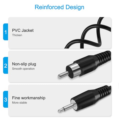 SIOCEN 3.5mm to RCA Cable,RCA Male to Aux Audio Adapter,1/8 inch Mono Male Plug Jack Connector Converter Auxiliary Cord for Speaker - Image 3