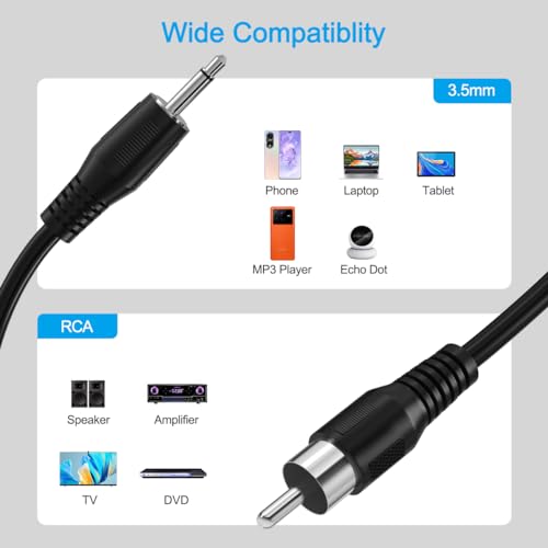 SIOCEN 3.5mm to RCA Cable,RCA Male to Aux Audio Adapter,1/8 inch Mono Male Plug Jack Connector Converter Auxiliary Cord for Speaker - Image 4