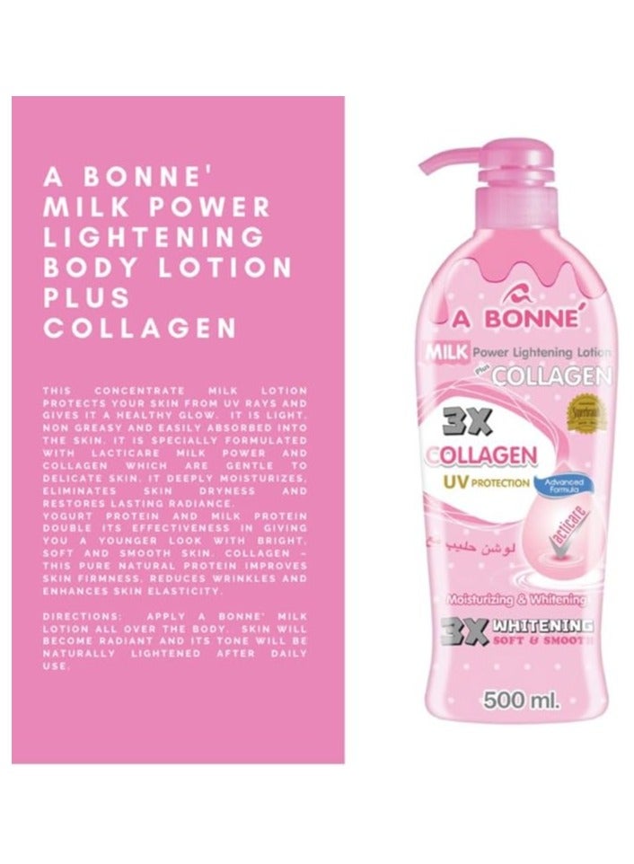 A BONNE 3X Whitening Milk Power Lightening Collagen Lotion - 500ml - Image 3
