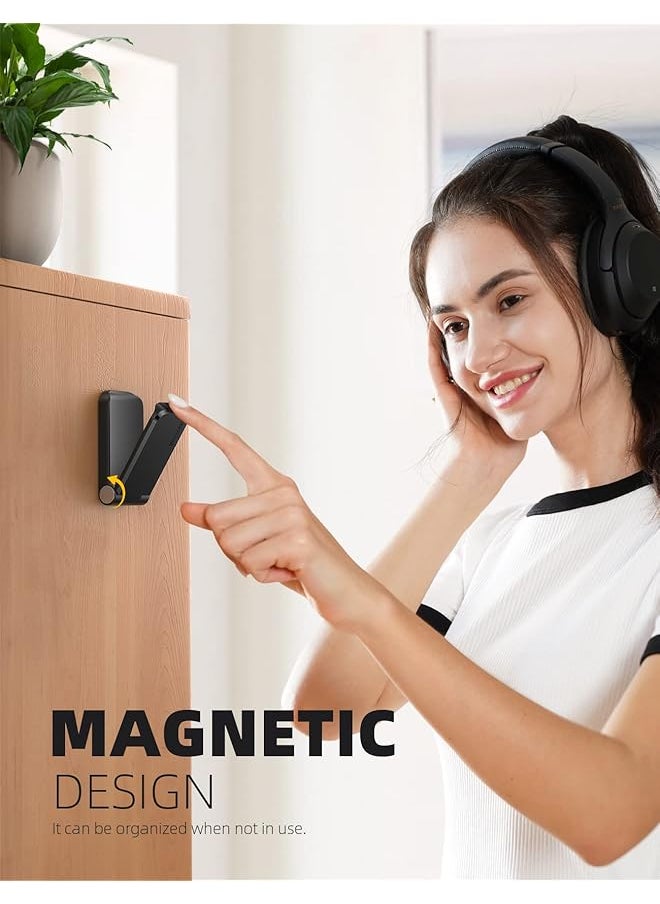 Lamicall - Headphone Stand Sticky Headset Hanger Adhesive Headphone Holder Hook Mount Headset Stand Holder Clip Under Desk Earphone Clamp For Airpods Max Hyperx Sennheiser Black - Image 1