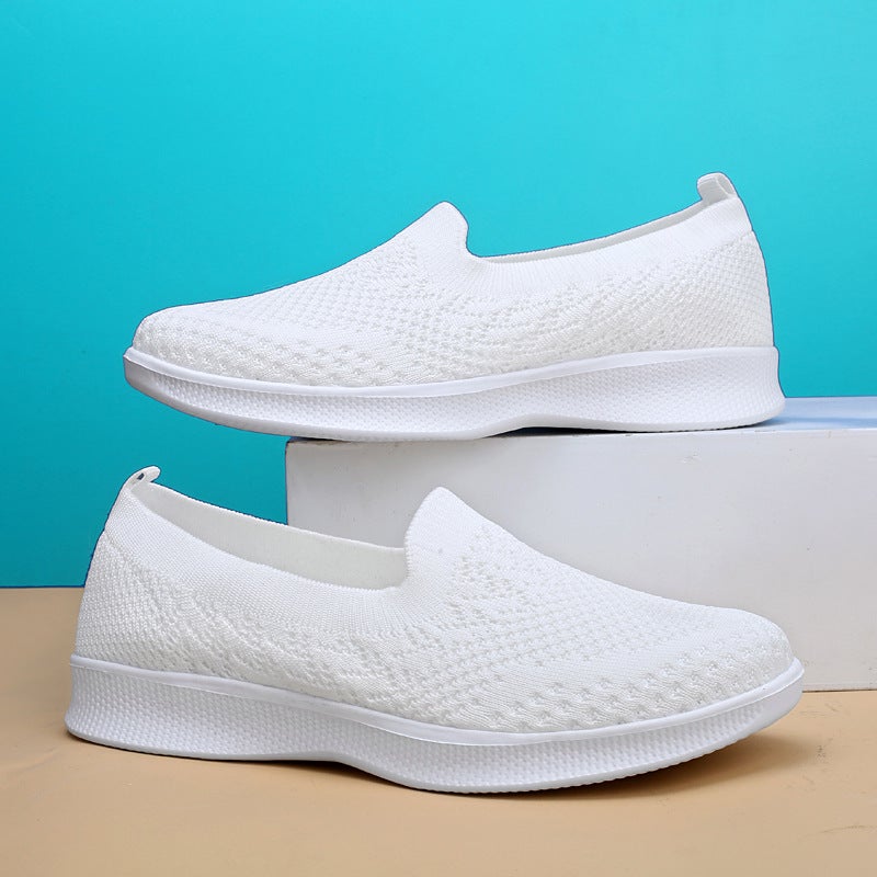 Nurse Shoes Summer Female Mother Soft Sole Breathable Mesh Sandals White Lightweight Large Size Slip-On Shoes - Image 1