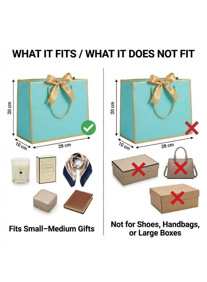 Circuit Green 6-Pack Luxury Medium Light Blue Gift Bags with Gold Trim (28×10×20 cm) – Includes 6 Gold Ribbons, 6 Greeting Cards & 12 Matching Light Blue Tissue Sheets – Premium Festive Gift Bag Set - Image 3