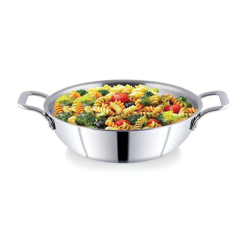 Yes Kitchen Kadhai with Lid for Cooking Heavy Bottom Gas Electric and Induction Friendly Kadhai Stainless Steel NonStick Induction Bottom18CM to 30CM Size 28CM - Image 3