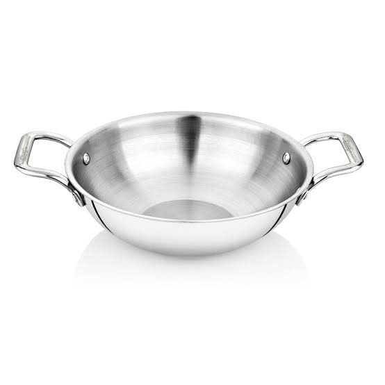 Yes Kitchen Kadhai with Lid for Cooking Heavy Bottom Gas Electric and Induction Friendly Kadhai Stainless Steel NonStick Induction Bottom18CM to 30CM Size 28CM - Image 4