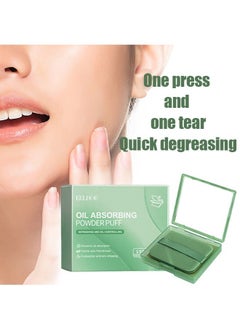 EELHOE Oil Absorbing Powder Puff，Oil Blotting Sheets for Face-100 Counts Green Tea Blotting Paper for Oily Skin with Portable Mirror & Makeup Puff -Absorb Excess Oil,Skin Friendly and Comfortable.  - Image 1