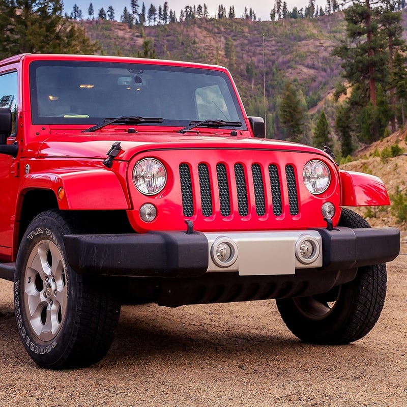 AggAuto Aluminum Grill Mesh Insert for Jeep Wrangler JK JKU 2007-2018 - Black - Image 5