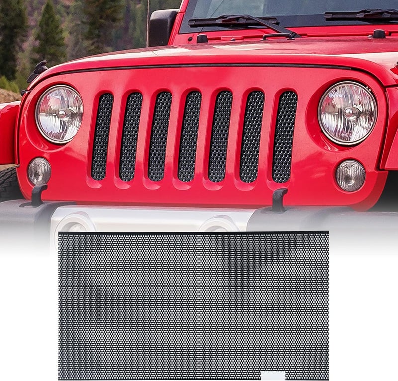 AggAuto Aluminum Grill Mesh Insert for Jeep Wrangler JK JKU 2007-2018 - Black - Image 1