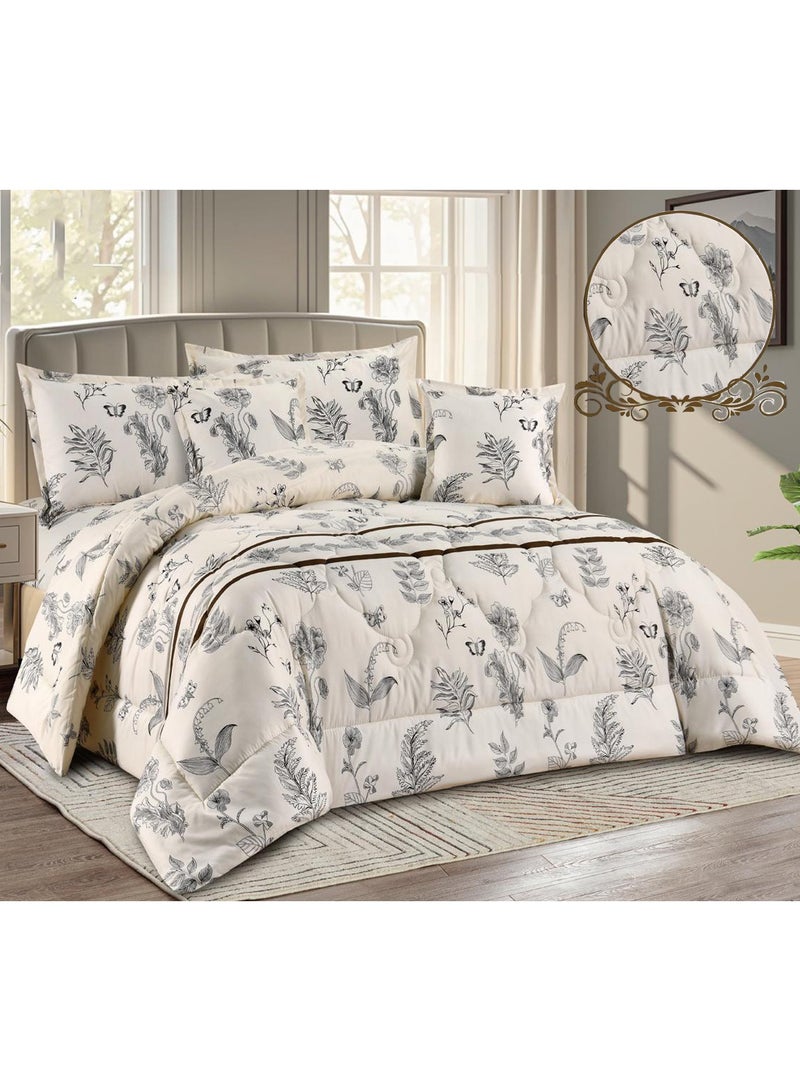 Miral 6-Piece Double Bed Comforter Set – Soft Printed Quilt with Full Fitted Sheet and Pillow Covers – Size 220×240 cm - Image 3