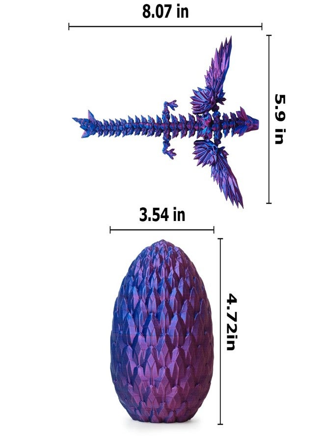 AUMEILLER 3D Printed Dragon,Easter Eggs,Easter Basket Stuffers for Teens,3D Printed Dragon with Wings,Executive Desk Toys, Easter Gifts for Kids(Purple) - Image 3
