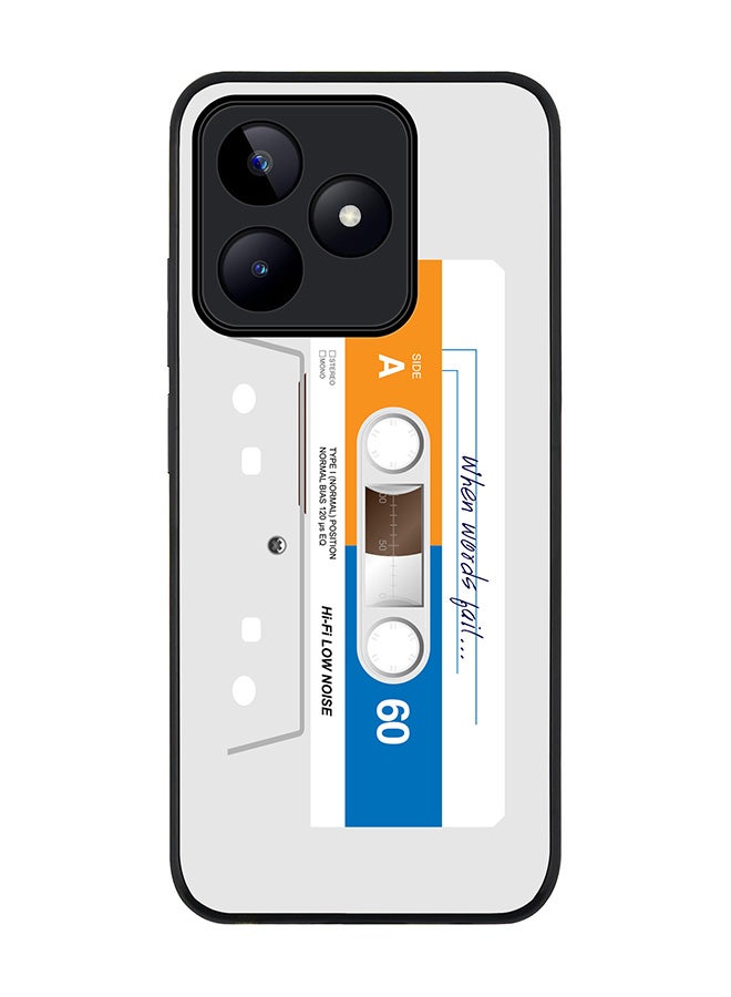 Stylizedd Rugged Black edge case for Realme C51 / Realme Note 50 4G, Slim fit Flexible Anti Drop Thin Cover - When Words Fail (White Tape)  - Image 1