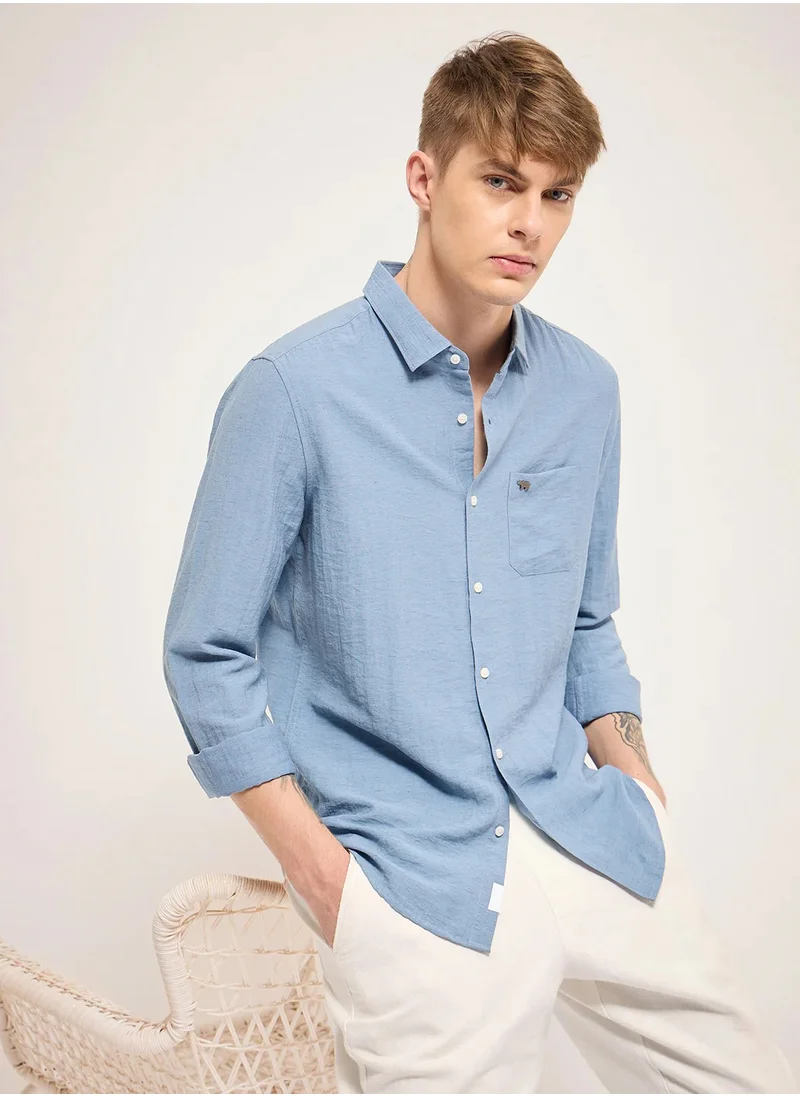 ذا بير هاوس Cotton Shirt for Men | Slim Fit, Long Sleeve, Casual or Formal Button-Down | Soft, Breathable Fabric for Work, Everyday, & All-Season Wear in Stylish Colors