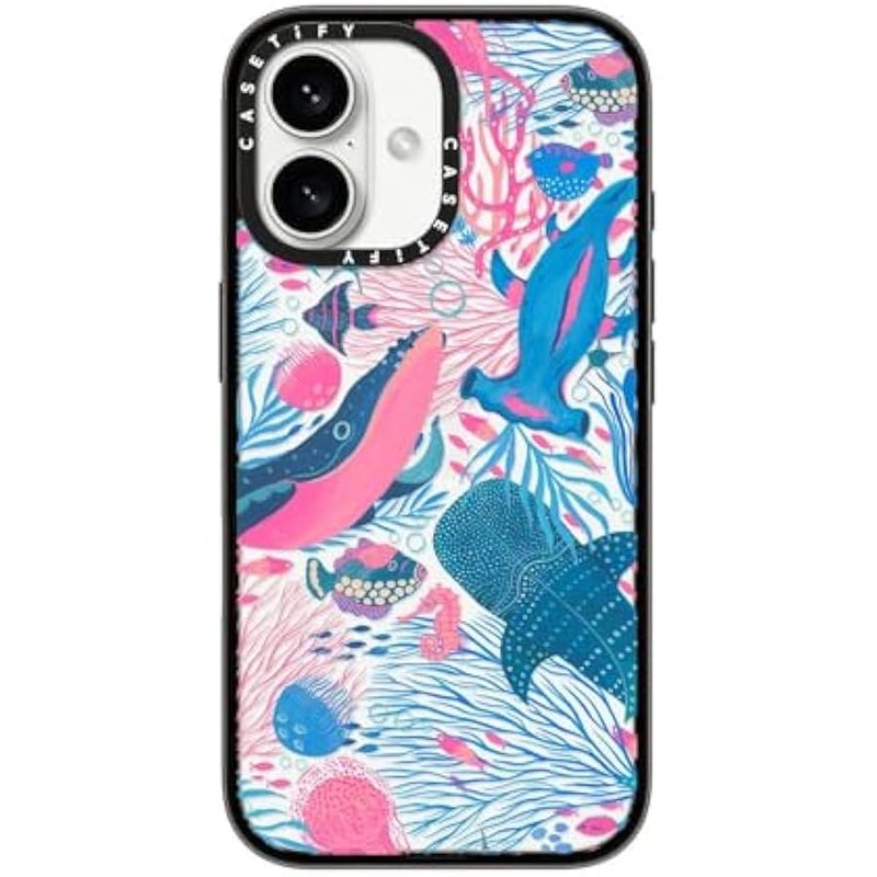 Casetify Compact iPhone 16 Case 【4 ft. 2X Military Grade Drop Protection/Slim/Lightweight】 - Under The Sea - Clear Black - Image 1